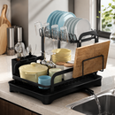 Escorredor 3 em 1 de Aço Inoxidável Multifuncional com Alças Dobráveis e Base Antiderrapante + BRINDE: Kit de Utensílios de Cozinha.